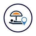 resort, umbrella, location, pin, resort location icon