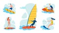 Resort Water Sports and Activities Flat Vector Set