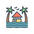 Color illustration icon for Resorts, holiday and destination Royalty Free Stock Photo