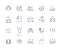 Resource allocation line icons collection. Allocation, Budgeting, Prioritization, Optimization, Efficiency