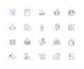 Resource analytics line icons collection. Metrics, Evaluation, Assessment, Optimization, Monitoring, Data, Analysis