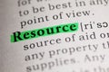 Definition of the word Resource Royalty Free Stock Photo