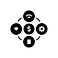 Black solid icon for Resource, source and network