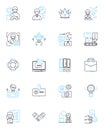 Resource management linear icons set. Allocation, Optimization, Distribution, Efficiency, Planning, Utilization Royalty Free Stock Photo