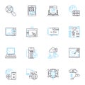 Resource pooling linear icons set. Collaboration, Aggregation, Optimization, Consolidation, Warehouse, Integration