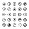 Bitcoin and Cryptocurrency Line Icons Set Royalty Free Stock Photo