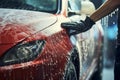 Resourceful Man car sponge self wash. Generate Ai