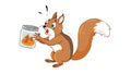 Resourceful squirrel happily guarding its jar of nuts, vector design Generative AI Royalty Free Stock Photo