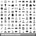 100 resources icons set, simple style Royalty Free Stock Photo