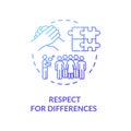 Respect for differences blue gradient concept icon