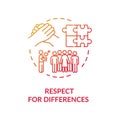 Respect for differences red concept icon