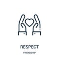 respect icon vector from friendship collection. Thin line respect outline icon vector illustration. Linear symbol for use on web