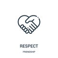 respect icon vector from friendship collection. Thin line respect outline icon vector illustration. Linear symbol for use on web