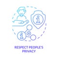 Respect people privacy blue gradient concept icon Royalty Free Stock Photo