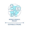 Respect people privacy turquoise concept icon