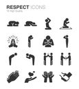 Respect, reverence and veneration icons Royalty Free Stock Photo