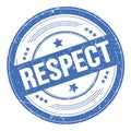 RESPECT text on blue round grungy stamp