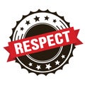 RESPECT text on red brown ribbon stamp