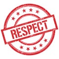 RESPECT text written on red vintage stamp