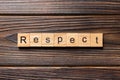 Respect word written on wood block. respect text on table, concept