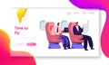 Respectable Businessmen Sitting in Comfortable Airplane Seats Reading and Working on Laptop. Airline Transportation Service