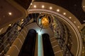 Respectable and shining interior design with elevators in luxurious cruise ship Royalty Free Stock Photo