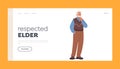 Respected Elder Landing Page Template. Thoughtful Elderly Gentleman Thinking, Old Male Character Deep In Contemplation Royalty Free Stock Photo