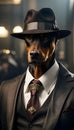 Respected Ringleader: Doberman\'s Authority in the Mafia\'s Esteemed Domain Royalty Free Stock Photo