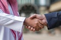 Respectful Arab business handshake. Generate AI