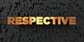 Respective - Gold text on black background - 3D rendered royalty free stock picture Royalty Free Stock Photo