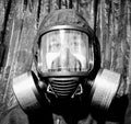 Respirater, full face mask with cbrn filters under a good ready to go to work Royalty Free Stock Photo