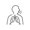 Black line icon for Respiration trouble, breathe and wheezing Royalty Free Stock Photo