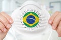 Respirator mask with flag of Brazil - Coronavirus COVID-19 conce