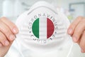 Respirator mask with flag of Italy - Coronavirus COVID-19 concep