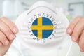 Respirator mask with flag of Sweden - Coronavirus COVID-19 conce