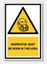 Respirator Must Be Worn In This Area Symbol Sign Isolate on White Background,Vector Illustration EPS.10 Royalty Free Stock Photo