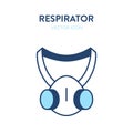 Respirator outline icon. Vector illustration of a half-face elastomeric air-purifying respirator. Dual cartridge