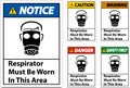 Respirators Must Be Worn In This Area Signs Royalty Free Stock Photo