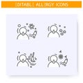 Respiratory allergy types line icons set. Editable