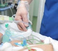 Respiratory care under the doctors supervision in the ICU Royalty Free Stock Photo