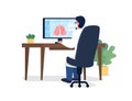 Respiratory doctor at workplace flat color vector faceless character
