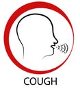 Respiratory droplet generates during cough, sneezes. Symbol on red ring