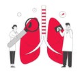 Respiratory Medicine, Healthcare and Pulmonology Concept. Doctors Check Human Lungs with Magnifying Glass