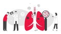 Respiratory Medicine, Pulmonology Healthcare Concept. Doctors Check Human Tuberculosis Lungs with Magnifying Glass