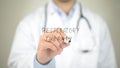 Respiratory Therapy, Doctor writing on transparent screen Royalty Free Stock Photo