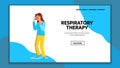 Respiratory Therapy Equipment Illness Girl Vector Illustration