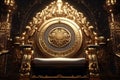 Luxurious gold pattern on a royal throne conveying