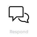 Respond chat message icon. Editable line vector. Royalty Free Stock Photo