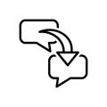 Black line icon for Respond, chat and bubble