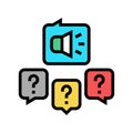 responses to media inquiries color icon vector illustration